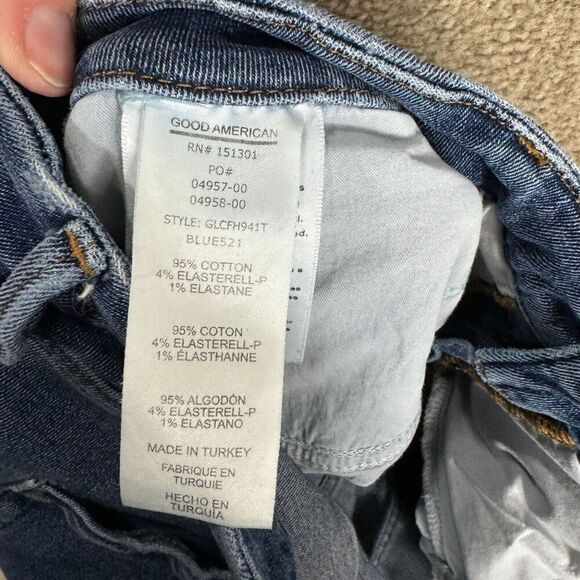 Good American Good Legs Crop Fray Jeans Plus 18 Blue High Rise Distressed Skinny - Picture 13 of 14